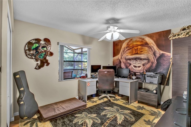 12219 Steppingstone Blvd, Tampa, FL 33635 - office featuring a textured ceiling and a ceiling fan