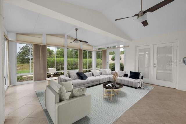 241 Royal Palm Way, Spring Hill, FL 34608 - sunroom / solarium with tile patterned floors, french doors, and high vaulted ceiling