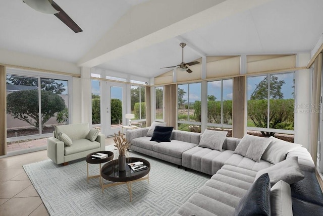 241 Royal Palm Way, Spring Hill, FL 34608 - sunroom featuring tile patterned flooring, beamed ceiling, and high vaulted ceiling