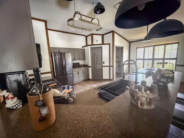 1716 Bondurant Way, Brandon, FL 33511 - living area with high vaulted ceiling and a ceiling fan