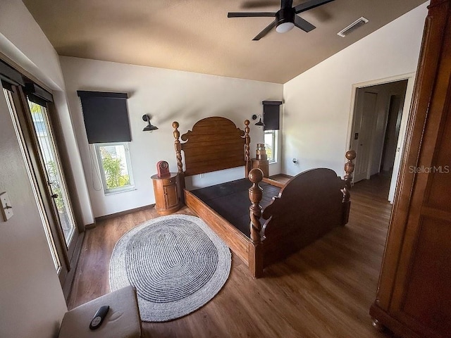 1716 Bondurant Way, Brandon, FL 33511 - bedroom featuring vaulted ceiling, wood finished floors, and ceiling fan