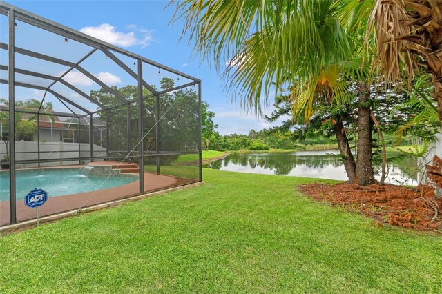 2238 Shirecrest Cove Way, Lutz, FL 33558 - view of green lawn featuring a water view and an outdoor pool