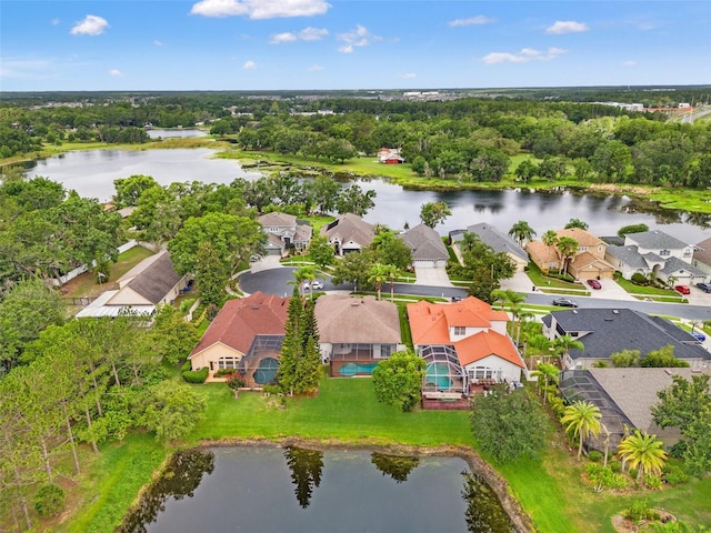 2238 Shirecrest Cove Way, Lutz, FL 33558 - aerial perspective of suburban area with a large body of water and a tree filled landscape