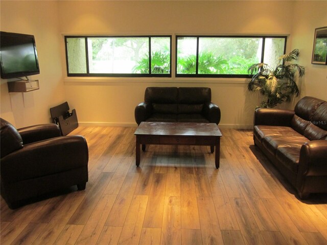 2616 Cove Cay Dr Unit 104, Clearwater, FL 33760 - living room featuring hardwood / wood-style flooring and baseboards