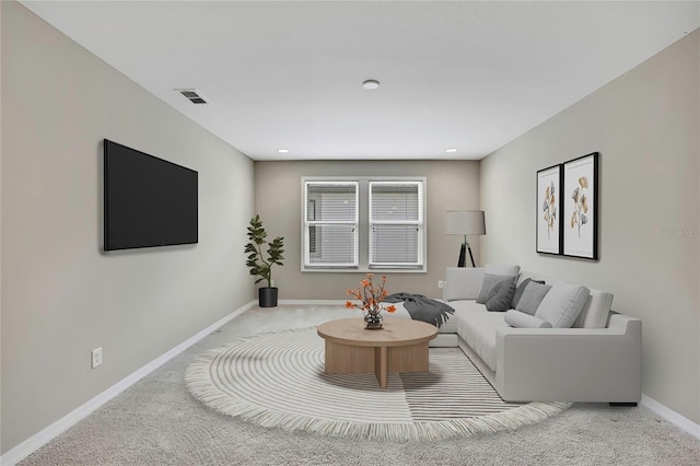 1821 Cherry Walk Rd, Lutz, FL 33558 - living room featuring carpet floors, baseboards, and recessed lighting