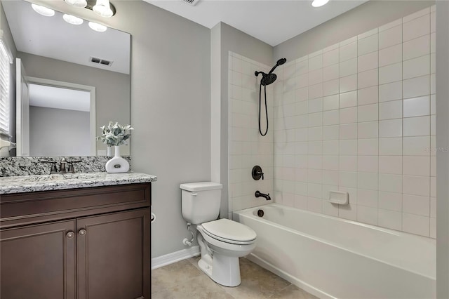 1821 Cherry Walk Rd, Lutz, FL 33558 - full bath featuring toilet, vanity, baseboards,  shower combination, and tile patterned flooring