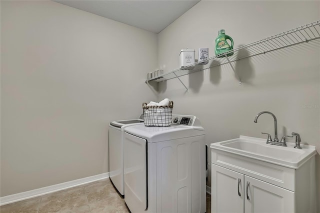 1821 Cherry Walk Rd, Lutz, FL 33558 - laundry room featuring washing machine and dryer, baseboards, and cabinet space