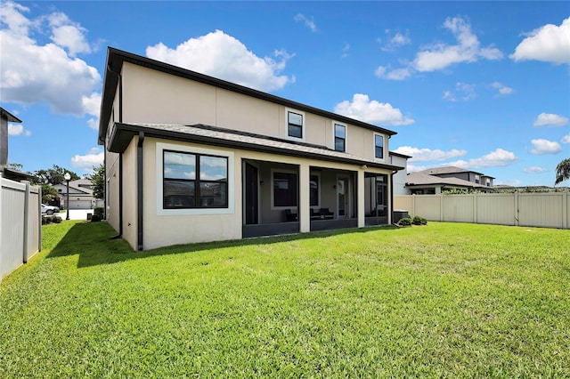 1821 Cherry Walk Rd, Lutz, FL 33558 - back of property with stucco siding and a sunroom