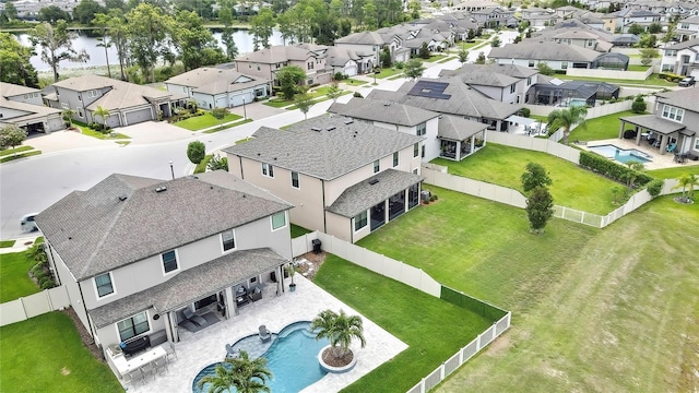 1821 Cherry Walk Rd, Lutz, FL 33558 - aerial perspective of suburban area featuring a pool area and a nearby body of water