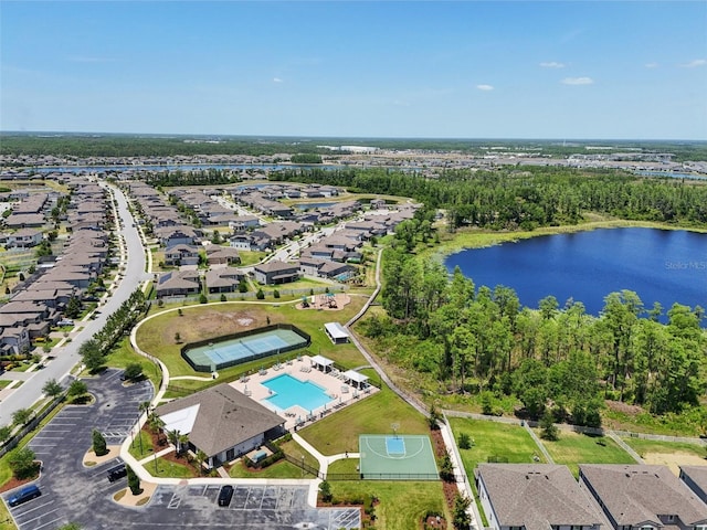 1821 Cherry Walk Rd, Lutz, FL 33558 - aerial view of property's location with a pool area, a nearby body of water, and nearby suburban area