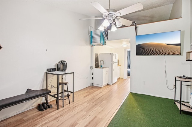 20921 Haulover Cv Unit 8, Lutz, FL 33558 - living area featuring light wood-style floors and a ceiling fan