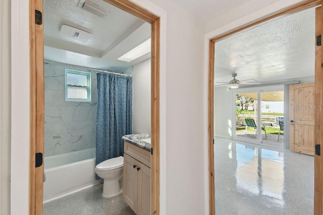 13323 Susan Dr, Hudson, FL 34667 - bathroom with healthy amount of natural light, vanity, toilet, and shower / bathtub combination with curtain