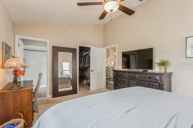 8549 Pinafore Dr, New Port Richey, FL 34653 - carpeted bedroom featuring lofted ceiling, a spacious closet, ceiling fan, and a closet