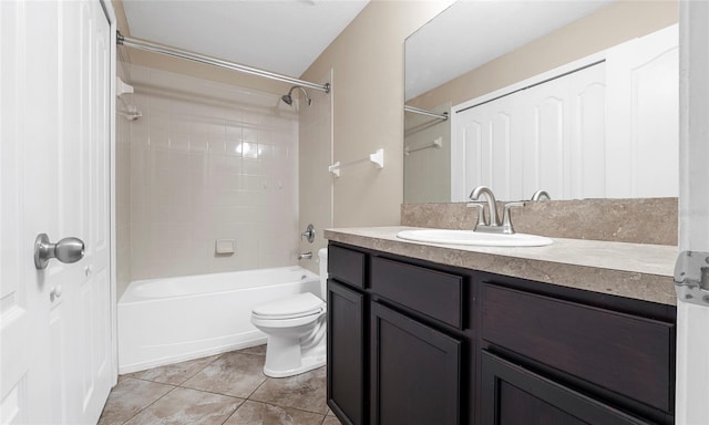 9752 Trumpet Vine Loop, Trinity, FL 34655 - full bathroom featuring shower / bath combination, vanity, tile patterned floors, and toilet