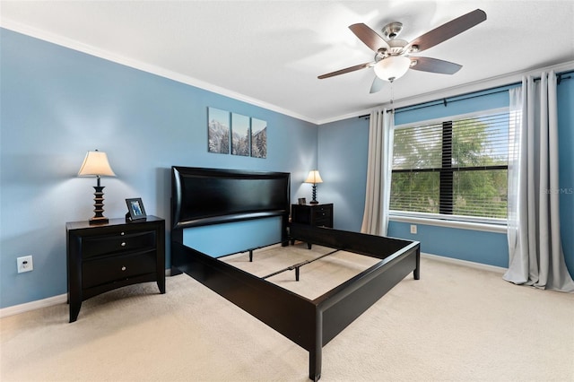 5153 Bay Isle Cir, Clearwater, FL 33760 - bedroom featuring carpet, baseboards, ornamental molding, and ceiling fan