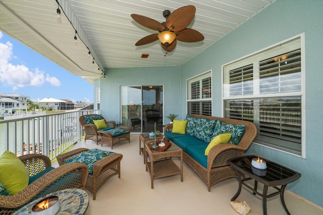 3397 Bluefish Dr, Hernando Beach, FL 34607 - patio / terrace with an outdoor living space and a ceiling fan