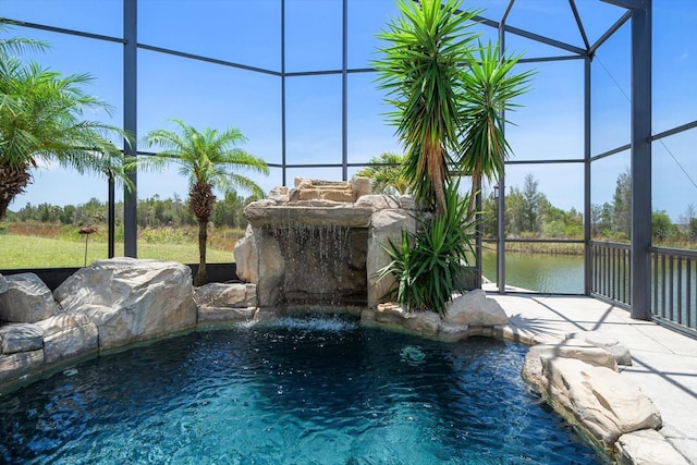 3397 Bluefish Dr, Hernando Beach, FL 34607 - view of swimming pool with glass enclosure