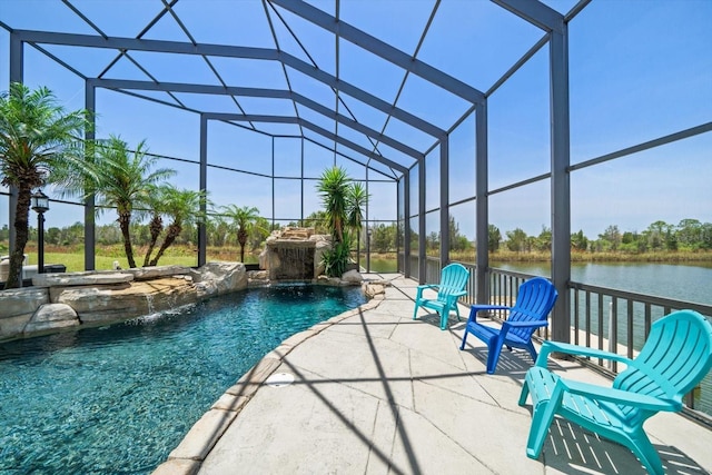 3397 Bluefish Dr, Hernando Beach, FL 34607 - outdoor pool featuring a patio and glass enclosure