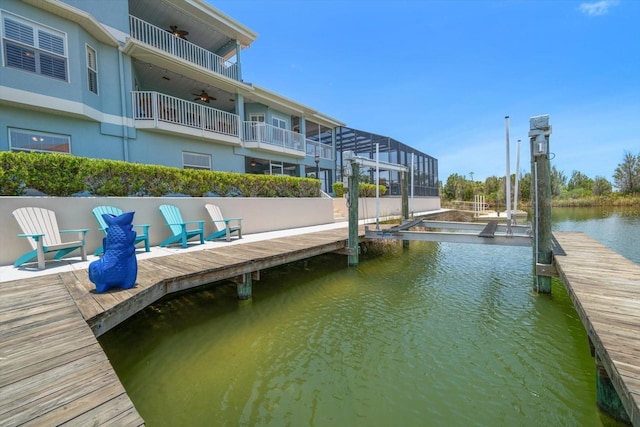 3397 Bluefish Dr, Hernando Beach, FL 34607 - dock featuring a water view and a balcony