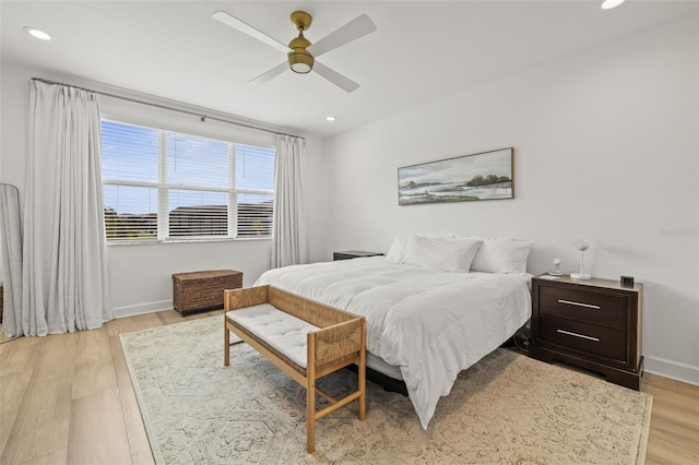 3541 Great Banyan Way, Wesley Chapel, FL 33543 - bedroom featuring light wood-type flooring, recessed lighting, and a ceiling fan