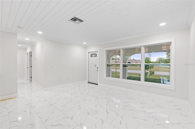 3552 Middletown St, Port Charlotte, FL 33952 - unfurnished room with baseboards, recessed lighting, wood ceiling, and marble finish flooring