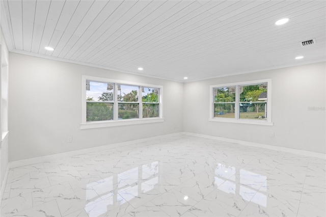 3552 Middletown St, Port Charlotte, FL 33952 - spare room featuring recessed lighting, baseboards, marble finish flooring, and wooden ceiling