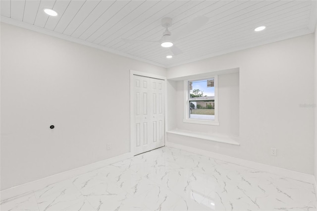 3552 Middletown St, Port Charlotte, FL 33952 - unfurnished bedroom featuring recessed lighting, marble finish floors, baseboards, a closet, and a ceiling fan