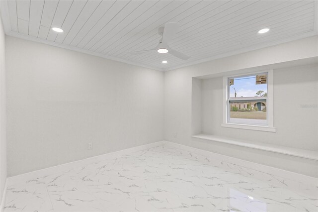 3552 Middletown St, Port Charlotte, FL 33952 - unfurnished bedroom with marble finish floors, recessed lighting, baseboards, a ceiling fan, and wood ceiling