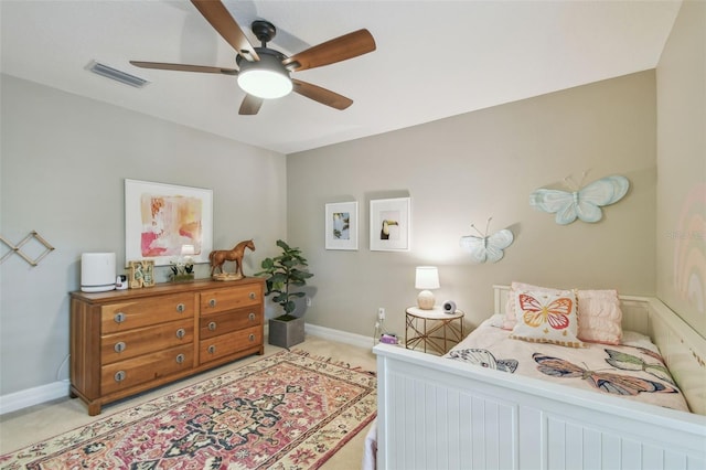 2522 W Watrous Ave, Tampa, FL 33629 - bedroom featuring light carpet, baseboards, and ceiling fan