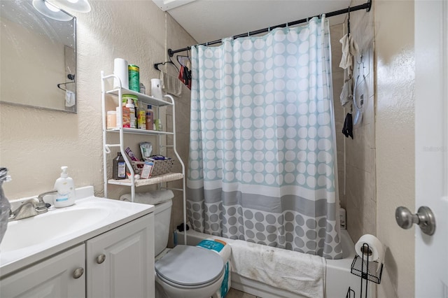 1799 Russell St S, Saint Petersburg, FL 33712 - full bath featuring a textured wall, shower / bath combo, and vanity
