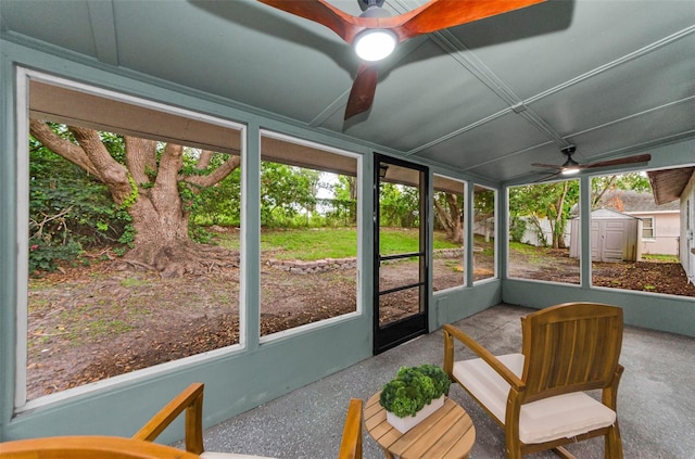 1558 Cottonwood Ter, Dunedin, FL 34698 - sunroom / solarium featuring a ceiling fan and plenty of natural light