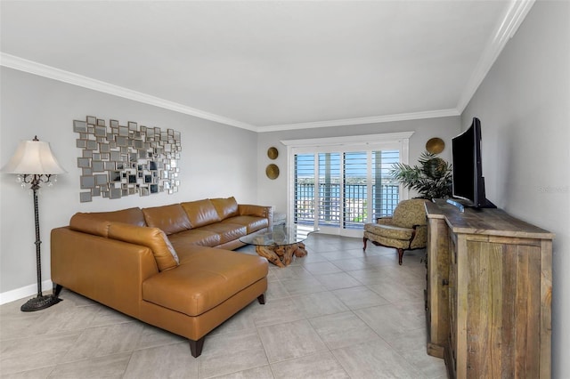 7300 Sun Island Dr S Unit 1505, South Pasadena, FL 33707 - living area featuring ornamental molding and light tile patterned floors