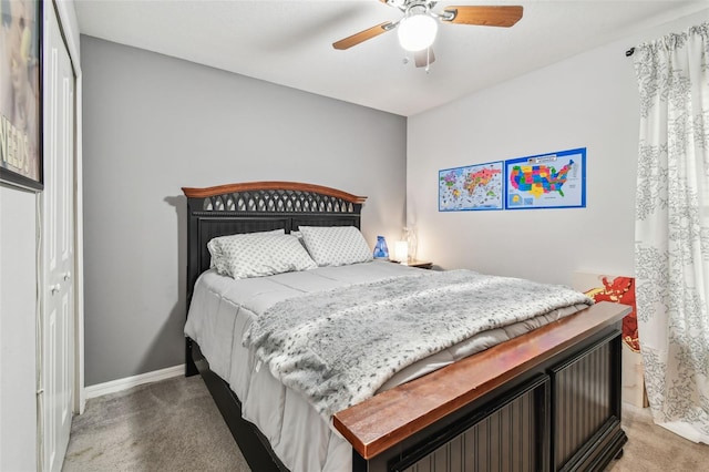 14206 Covert Green Pl, Riverview, FL 33579 - bedroom with carpet floors, baseboards, and ceiling fan