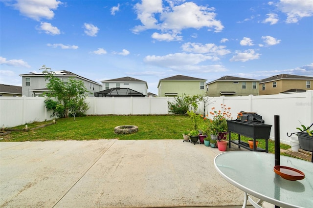 14206 Covert Green Pl, Riverview, FL 33579 - view of patio / terrace featuring a fire pit and a residential view