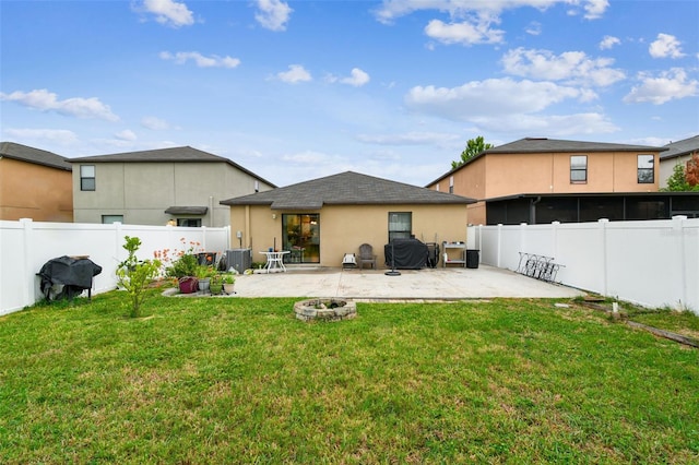 14206 Covert Green Pl, Riverview, FL 33579 - back of property with a patio, stucco siding, and central air condition unit