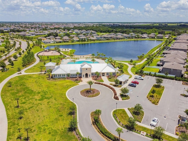 14206 Covert Green Pl, Riverview, FL 33579 - aerial view of residential area with a large body of water and a pool