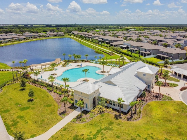 14206 Covert Green Pl, Riverview, FL 33579 - aerial perspective of suburban area featuring a nearby body of water and a pool