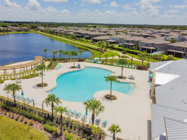 14206 Covert Green Pl, Riverview, FL 33579 - community pool featuring a water view and a residential view