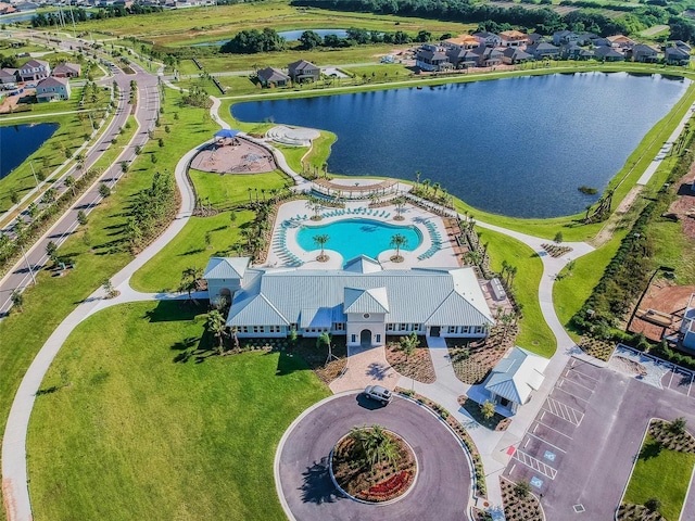 14206 Covert Green Pl, Riverview, FL 33579 - bird's eye view of a pool area and a nearby body of water