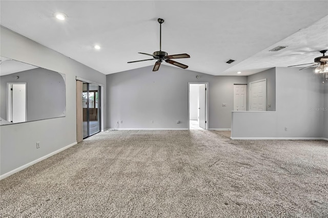1717 Osprey Ln, Lutz, FL 33549 - carpeted spare room with ceiling fan, vaulted ceiling, baseboards, and recessed lighting