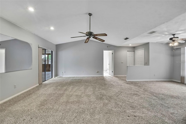 1717 Osprey Ln, Lutz, FL 33549 - carpeted spare room with ceiling fan, vaulted ceiling, baseboards, and recessed lighting