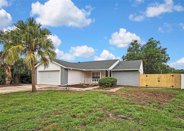 1717 Osprey Ln, Lutz, FL 33549 - ranch-style home featuring a garage, driveway, a gate, and a shingled roof
