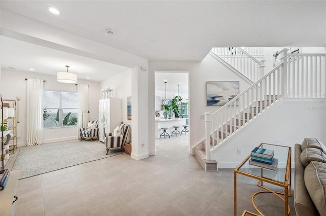 32490 Tree Of Life Ave, Wesley Chapel, FL 33543 - foyer entrance with stairs, baseboards, and recessed lighting