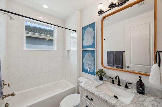 32490 Tree Of Life Ave, Wesley Chapel, FL 33543 - bathroom with vanity, toilet, and shower / bath combination