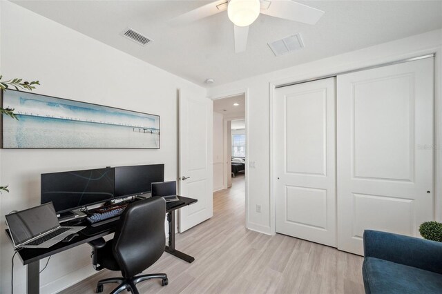 32490 Tree Of Life Ave, Wesley Chapel, FL 33543 - office space featuring light wood-style floors, a ceiling fan, and baseboards