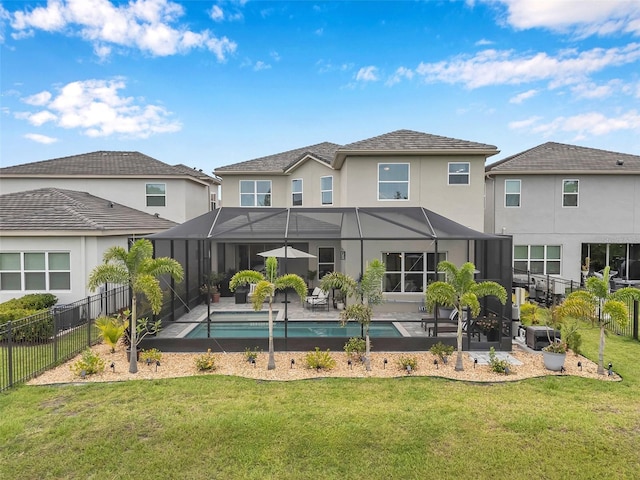 32490 Tree Of Life Ave, Wesley Chapel, FL 33543 - back of house with a patio, a lanai, and stucco siding