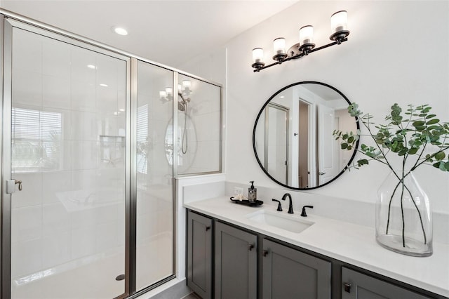 32490 Tree Of Life Ave, Wesley Chapel, FL 33543 - bathroom featuring a stall shower and vanity