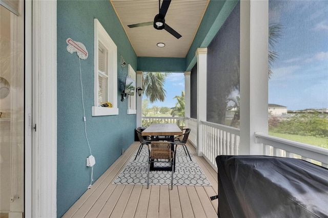 6512 Simone Shores Cir, Apollo Beach, FL 33572 - wooden terrace with ceiling fan
