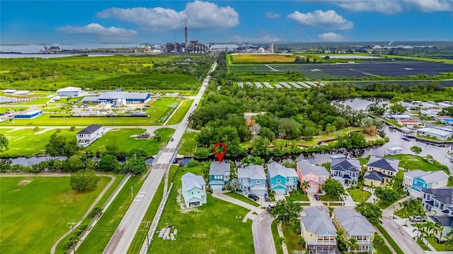 6512 Simone Shores Cir, Apollo Beach, FL 33572 - aerial view of property's location featuring a nearby body of water and nearby suburban area
