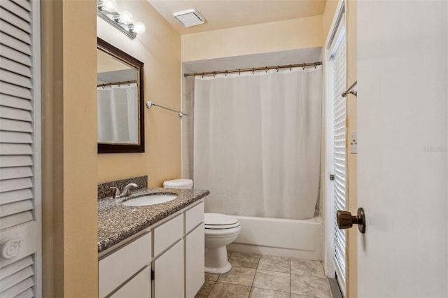 11638 Branch Mooring Dr, Tampa, FL 33635 - bathroom with toilet, vanity, shower / tub combo with curtain, and tile patterned floors